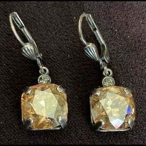CATHERINE POPESCO Antique Silver, Swarovski Crystal Drop Earrings